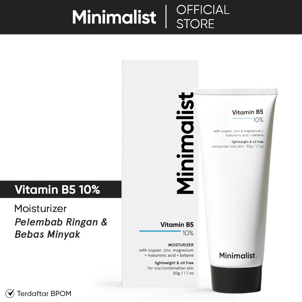 Minimalist 10% Vitamin B5 Moisturizer | Pelembab Wajah Panthenol Bebas Minyak dengan Zinc | 50G